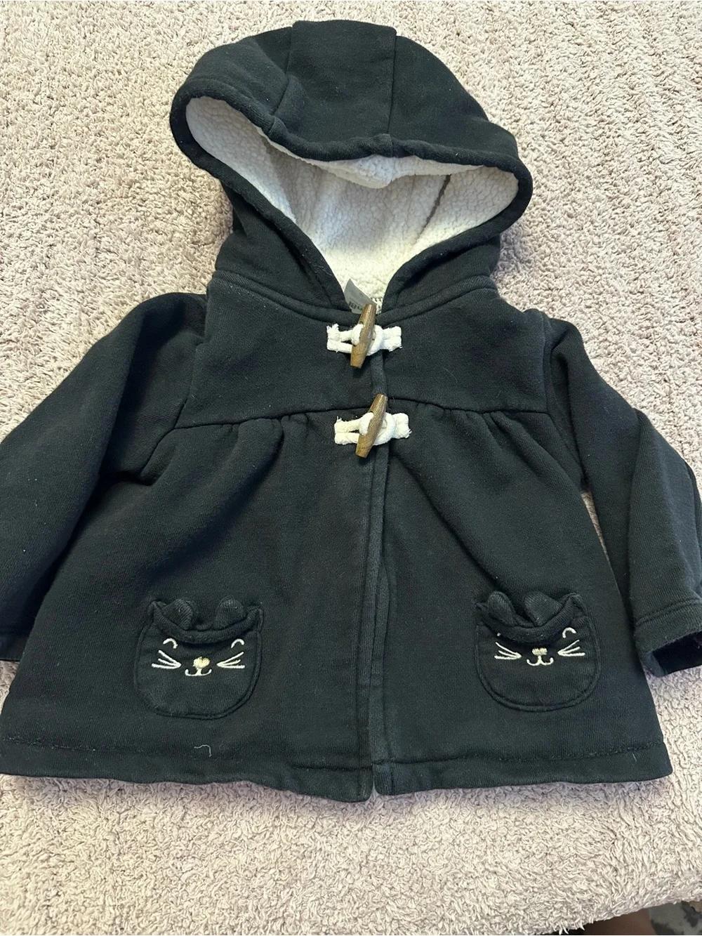 🐱 Carter’s Cozy Sherpa-Lined Cat Toggle Jacket | 18M 🖤